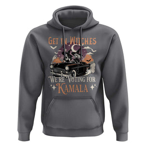 Funny Halloween Witch For Harris Hoodie Get In Witches We're Voting For Kamala TS09 Charcoal Print Your Wear