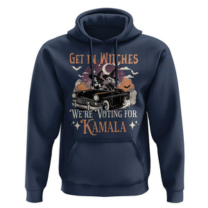 Funny Halloween Witch For Harris Hoodie Get In Witches We're Voting For Kamala TS09 Navy Print Your Wear