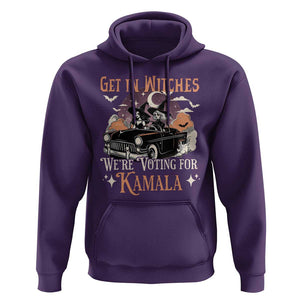 Funny Halloween Witch For Harris Hoodie Get In Witches We're Voting For Kamala TS09 Purple Print Your Wear