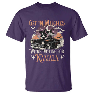 Funny Halloween Witch For Harris T Shirt Get In Witches We're Voting For Kamala TS09 Purple Print Your Wear