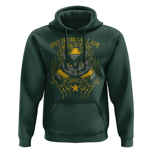 Childless Cat Lady Hoodie Beware of Claws Madam Kamala Support TS09 Dark Forest Green Print Your Wear