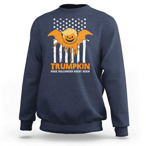 Funny Halloween Trump Sweatshirt Trumpkin Make Halloween Great Again Pumkin Spooky Season TS09 Navy Print Your Wear