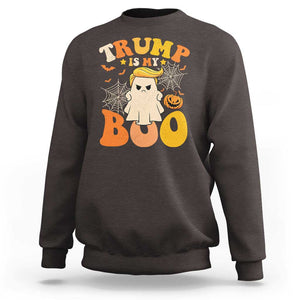 Funny Halloween Trump Sweatshirt Trump Is My Boo Cute Ghost TS09 Dark Chocolate Print Your Wear