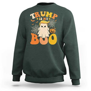 Funny Halloween Trump Sweatshirt Trump Is My Boo Cute Ghost TS09 Dark Forest Green Print Your Wear