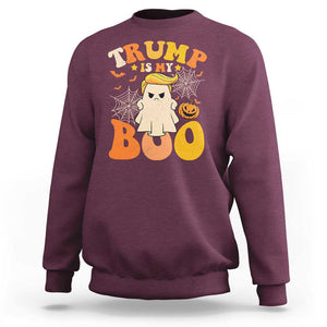 Funny Halloween Trump Sweatshirt Trump Is My Boo Cute Ghost TS09 Maroon Print Your Wear