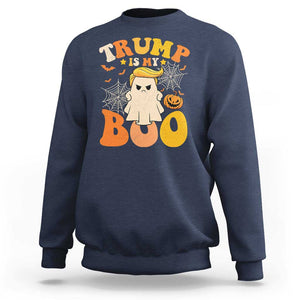 Funny Halloween Trump Sweatshirt Trump Is My Boo Cute Ghost TS09 Navy Print Your Wear