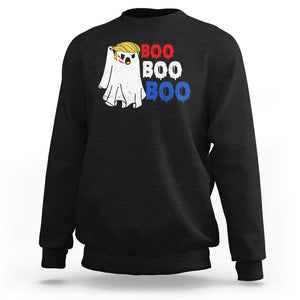 Funny Halloween Trump Fighting Sweatshirt Cute Ghost Raise Fist Boo Boo Boo TS09 Black Print Your Wear