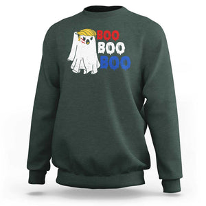 Funny Halloween Trump Fighting Sweatshirt Cute Ghost Raise Fist Boo Boo Boo TS09 Dark Forest Green Print Your Wear