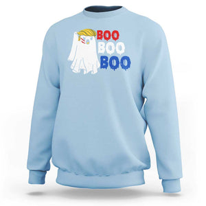 Funny Halloween Trump Fighting Sweatshirt Cute Ghost Raise Fist Boo Boo Boo TS09 Light Blue Print Your Wear