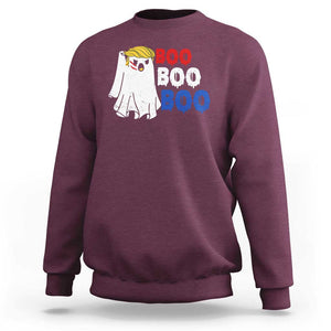 Funny Halloween Trump Fighting Sweatshirt Cute Ghost Raise Fist Boo Boo Boo TS09 Maroon Print Your Wear