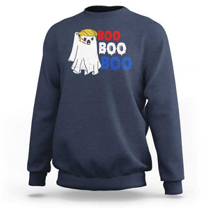 Funny Halloween Trump Fighting Sweatshirt Cute Ghost Raise Fist Boo Boo Boo TS09 Navy Print Your Wear