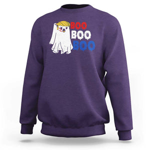 Funny Halloween Trump Fighting Sweatshirt Cute Ghost Raise Fist Boo Boo Boo TS09 Purple Print Your Wear