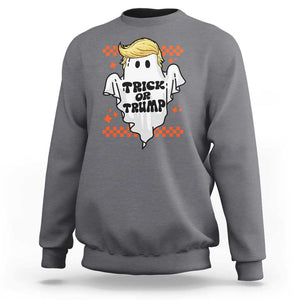 Funny Halloween Trump Sweatshirt Trick Or Trump Cute Ghost TS09 Charcoal Print Your Wear