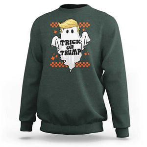 Funny Halloween Trump Sweatshirt Trick Or Trump Cute Ghost TS09 Dark Forest Green Print Your Wear