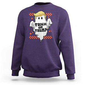 Funny Halloween Trump Sweatshirt Trick Or Trump Cute Ghost TS09 Purple Print Your Wear