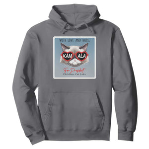 Kamala For President 2024 Hoodie With Love And Hope Cool Cat TS09 Charcoal Print Your Wear