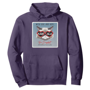 Kamala For President 2024 Hoodie With Love And Hope Cool Cat TS09 Purple Print Your Wear