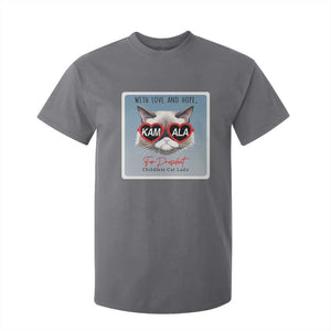 Kamala For President 2024 T Shirt For Kid With Love And Hope Cool Cat TS09 Charcoal Print Your Wear