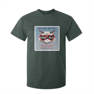 Kamala For President 2024 T Shirt For Kid With Love And Hope Cool Cat TS09 Dark Forest Green Print Your Wear