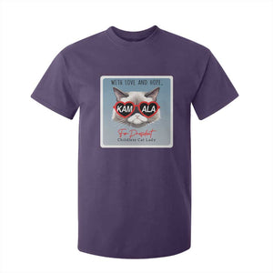 Kamala For President 2024 T Shirt For Kid With Love And Hope Cool Cat TS09 Purple Print Your Wear