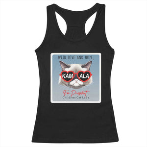 Kamala For President 2024 Racerback Tank Top With Love And Hope Cool Cat TS09 Black Print Your Wear