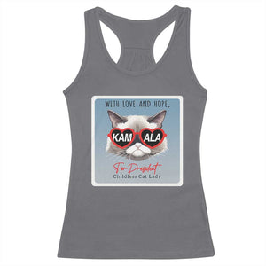 Kamala For President 2024 Racerback Tank Top With Love And Hope Cool Cat TS09 Charcoal Print Your Wear