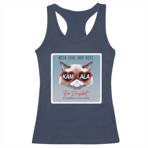 Kamala For President 2024 Racerback Tank Top With Love And Hope Cool Cat TS09 Navy Print Your Wear