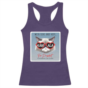 Kamala For President 2024 Racerback Tank Top With Love And Hope Cool Cat TS09 Purple Print Your Wear