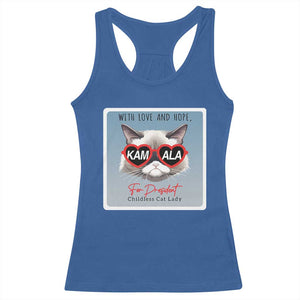 Kamala For President 2024 Racerback Tank Top With Love And Hope Cool Cat TS09 Royal Blue Print Your Wear