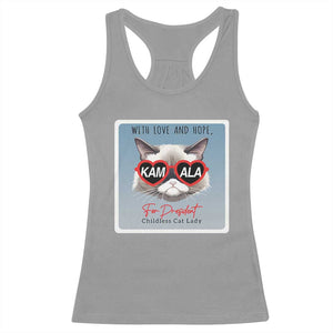 Kamala For President 2024 Racerback Tank Top With Love And Hope Cool Cat TS09 Sport Gray Print Your Wear