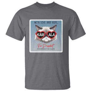 Kamala For President 2024 T Shirt With Love And Hope Cool Cat TS09 Charcoal Print Your Wear