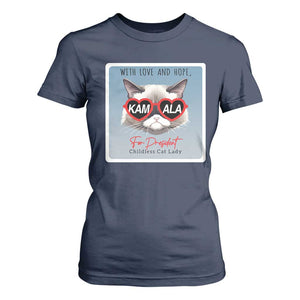 Kamala For President 2024 T Shirt For Women With Love And Hope Cool Cat TS09 Navy Print Your Wear