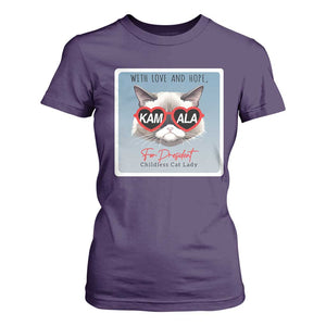 Kamala For President 2024 T Shirt For Women With Love And Hope Cool Cat TS09 Purple Print Your Wear