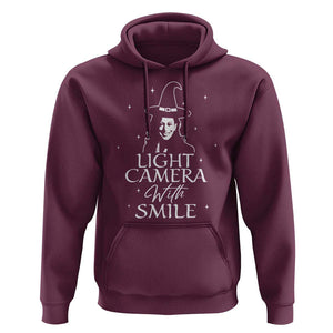Funny Halloween Witch Kamala Hoodie Light Camera Witch Smile Harris 2024 TS09 Maroon Print Your Wear