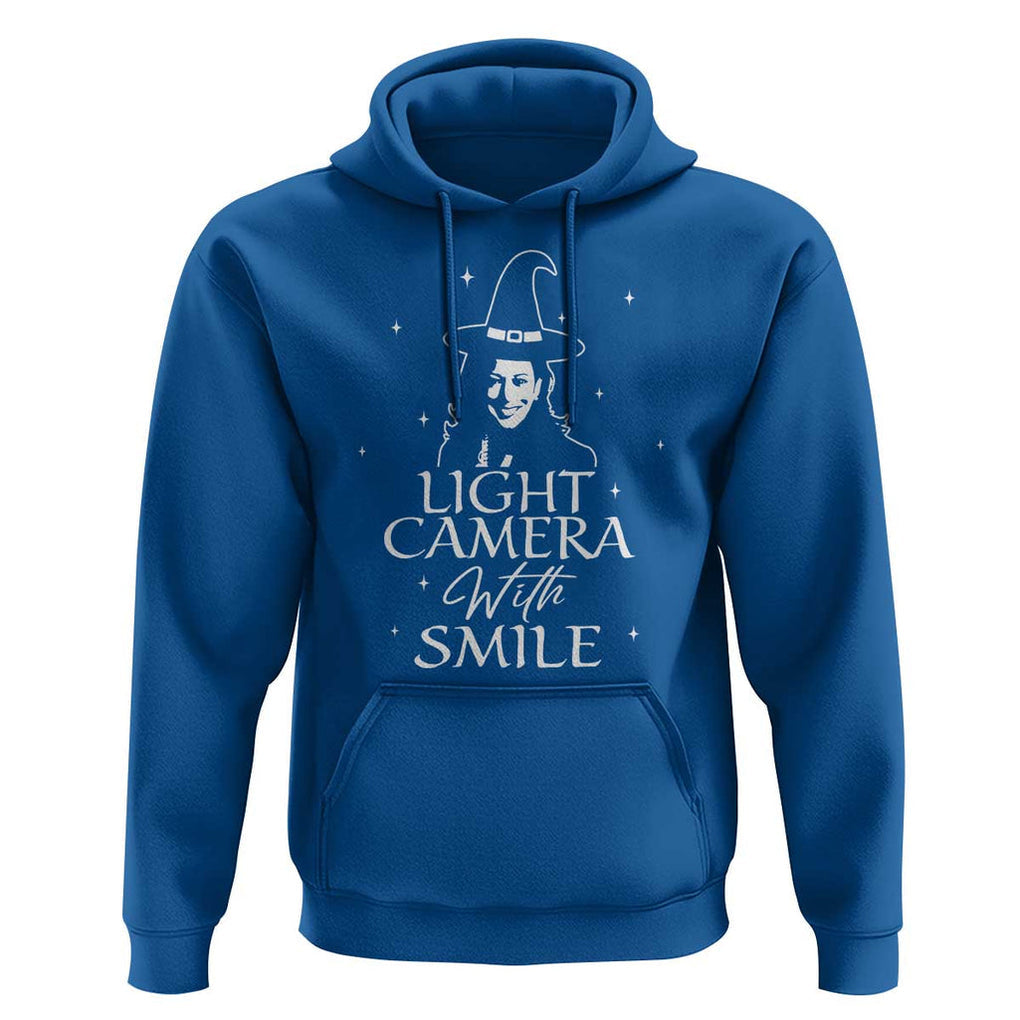 Funny Halloween Witch Kamala Hoodie Light Camera Witch Smile Harris 2024 TS09 Royal Blue Print Your Wear