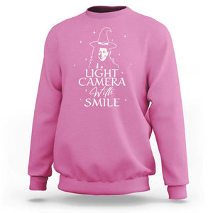 Funny Halloween Witch Kamala Sweatshirt Light Camera Witch Smile Harris 2024 TS09 Azalea Print Your Wear