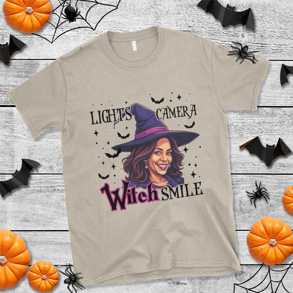 Funny Halloween Witch Harris T Shirt Light Camera Witch Smile Kamala Support TS09 Sand Print Your Wear