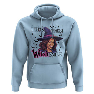 Funny Halloween Witch Harris Hoodie Light Camera Witch Smile Kamala Support TS09 Light Blue Print Your Wear