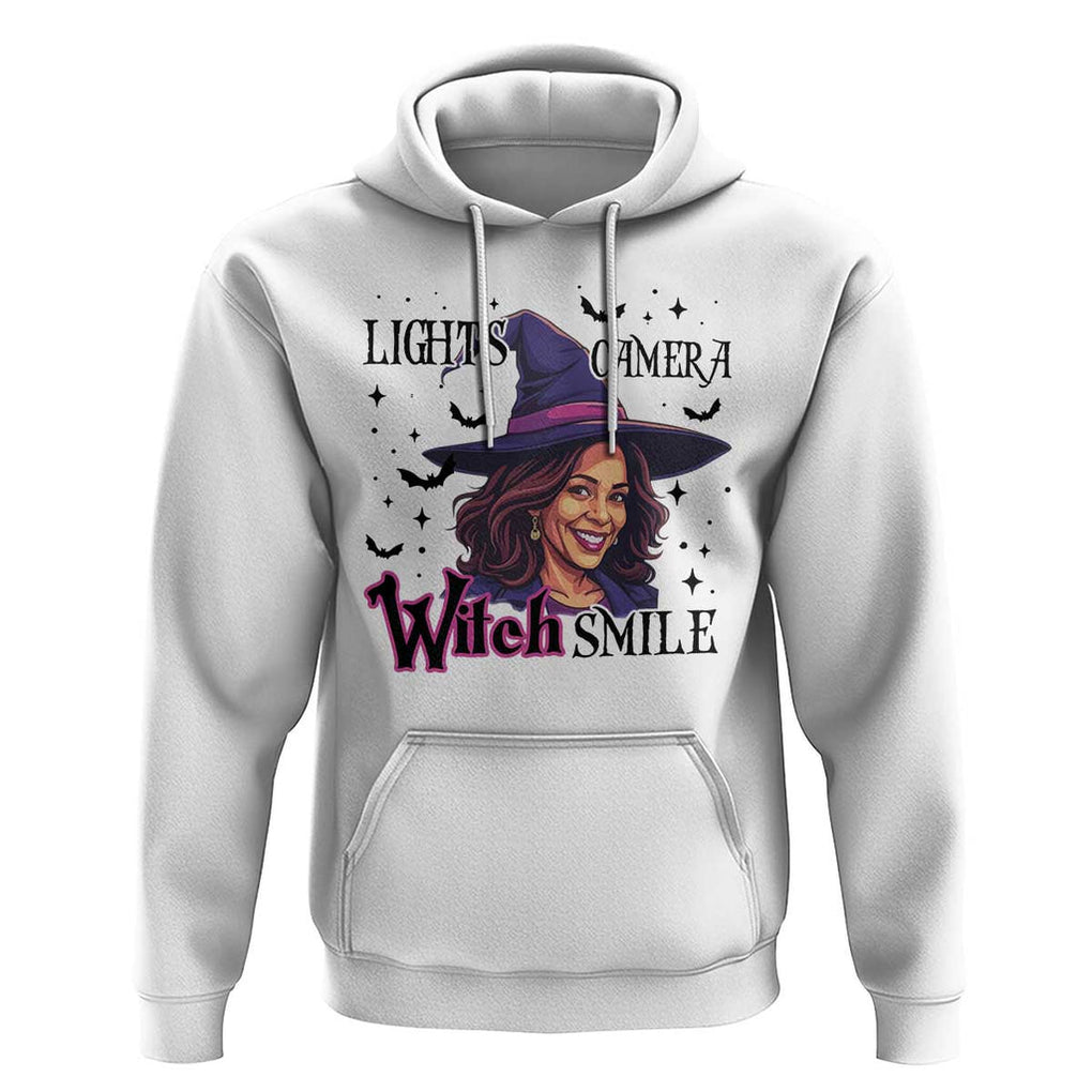 Funny Halloween Witch Harris Hoodie Light Camera Witch Smile Kamala Support TS09 White Print Your Wear