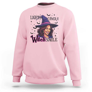 Funny Halloween Witch Harris Sweatshirt Light Camera Witch Smile Kamala Support TS09 Light Pink Print Your Wear