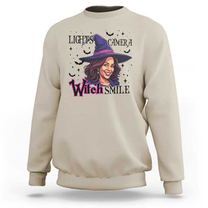 Funny Halloween Witch Harris Sweatshirt Light Camera Witch Smile Kamala Support TS09 Sand Print Your Wear