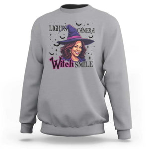 Funny Halloween Witch Harris Sweatshirt Light Camera Witch Smile Kamala Support TS09 Sport Gray Print Your Wear