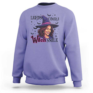 Funny Halloween Witch Harris Sweatshirt Light Camera Witch Smile Kamala Support TS09 Violet Print Your Wear