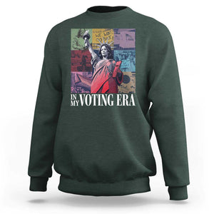 Harris 2024 Sweatshirt In My Voting Era Kamala Liberty Of Statue TS09 Dark Forest Green Print Your Wear