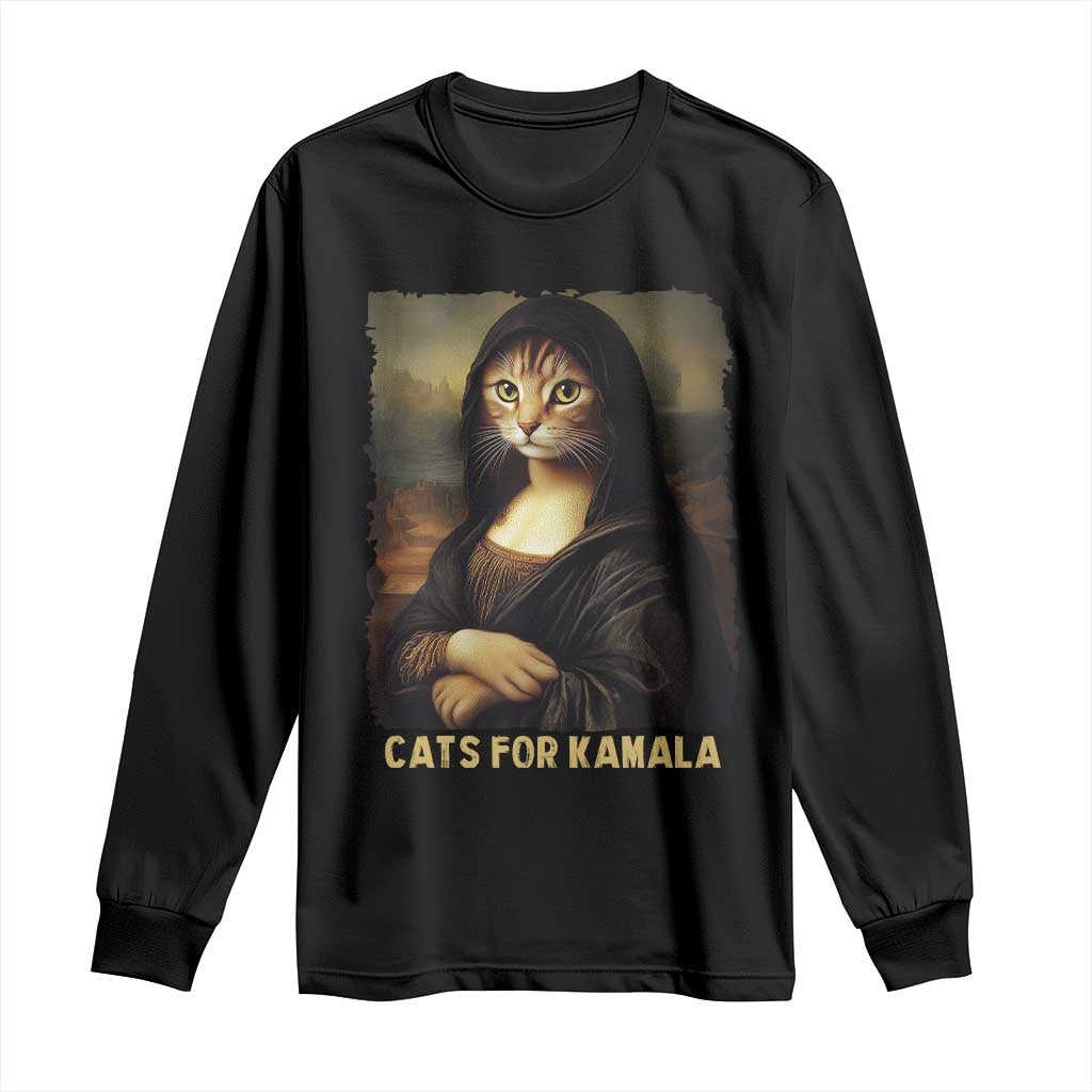 Funny Harris Cat Long Sleeve Shirt Cats Mona Lisa Vintage TS09 Black Print Your Wear