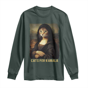 Funny Harris Cat Long Sleeve Shirt Cats Mona Lisa Vintage TS09 Dark Forest Green Print Your Wear