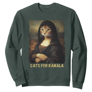 Funny Harris Cat Sweatshirt Cats Mona Lisa Vintage TS09 Dark Forest Green Print Your Wear