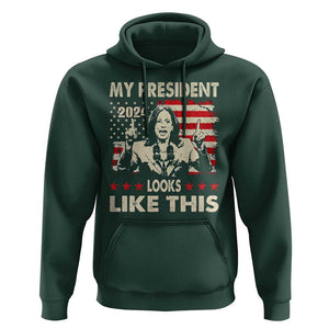 Harris 2024 Hoodie My President Looks Like This TS09 Dark Forest Green Print Your Wear