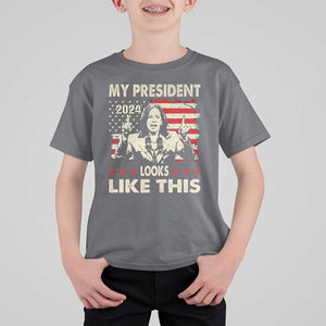 Harris 2024 T Shirt For Kid My President Looks Like This TS09 Charcoal Print Your Wear