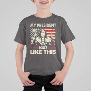 Harris 2024 T Shirt For Kid My President Looks Like This TS09 Dark Chocolate Print Your Wear